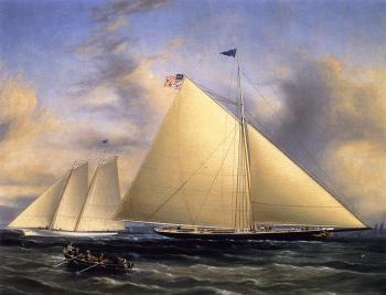 詹姆斯 E 巴特斯沃思 The Sloop Maria Racing the Schooner Yacht America